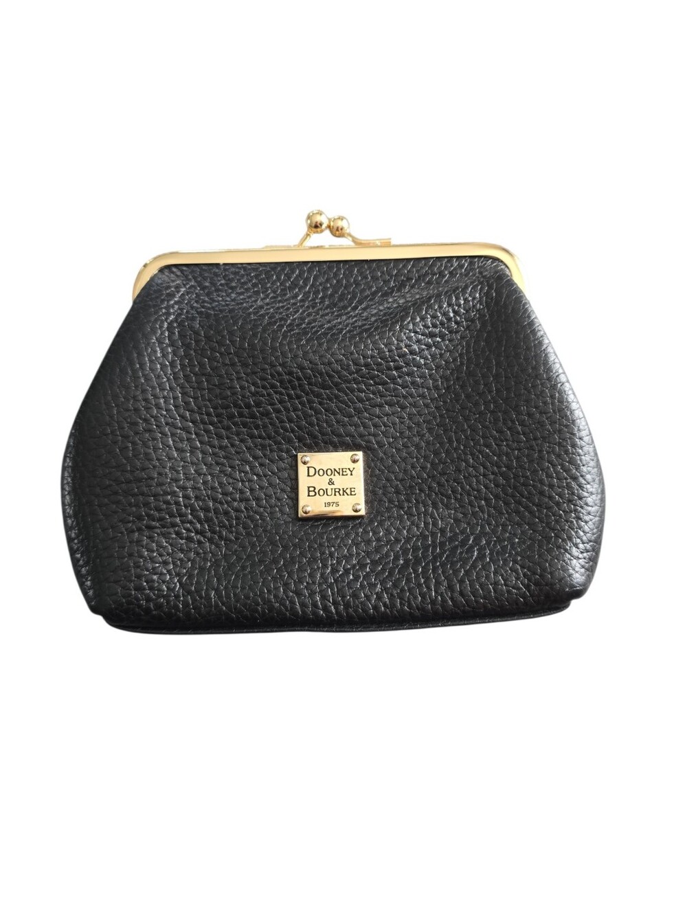 Dooney & Bourke Black Pebble Leather Kiss Lock Wallet Coin Purse